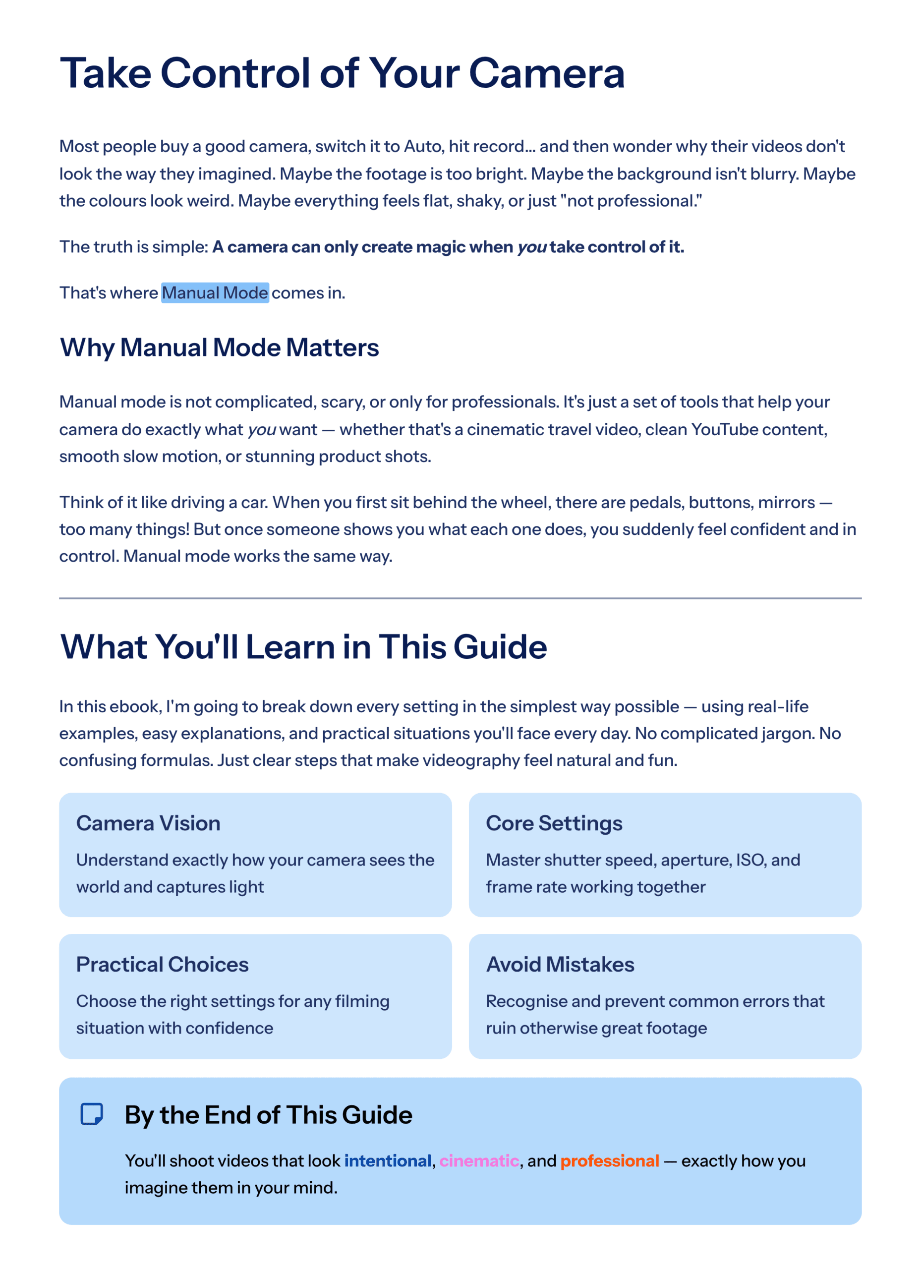Videography Settings: The Complete Manual Guide